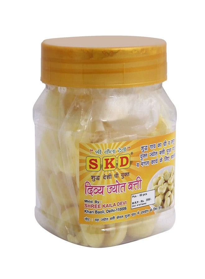 S K D Pure Cow Ghee Diya/Batti/Wicks (100% Wax Free) for Daily Puja, Festivals & Rituals - Pack of 1 X 60 Pcs - Image 4